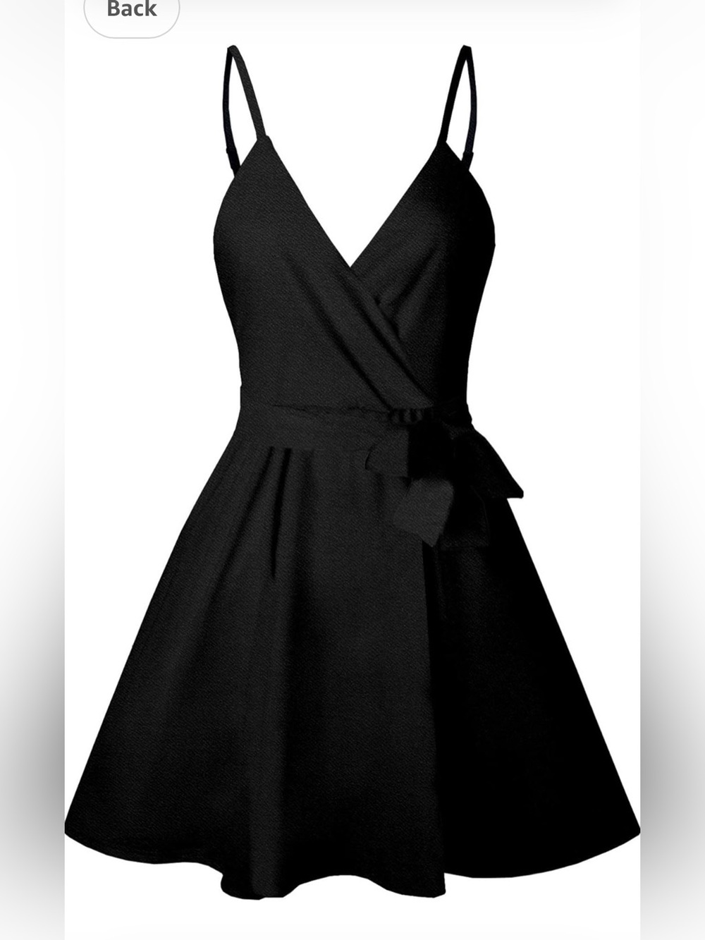 Black Sleeveless V-Neck Fit & Flare Dress. Waist Tie NOT INCLUDED.